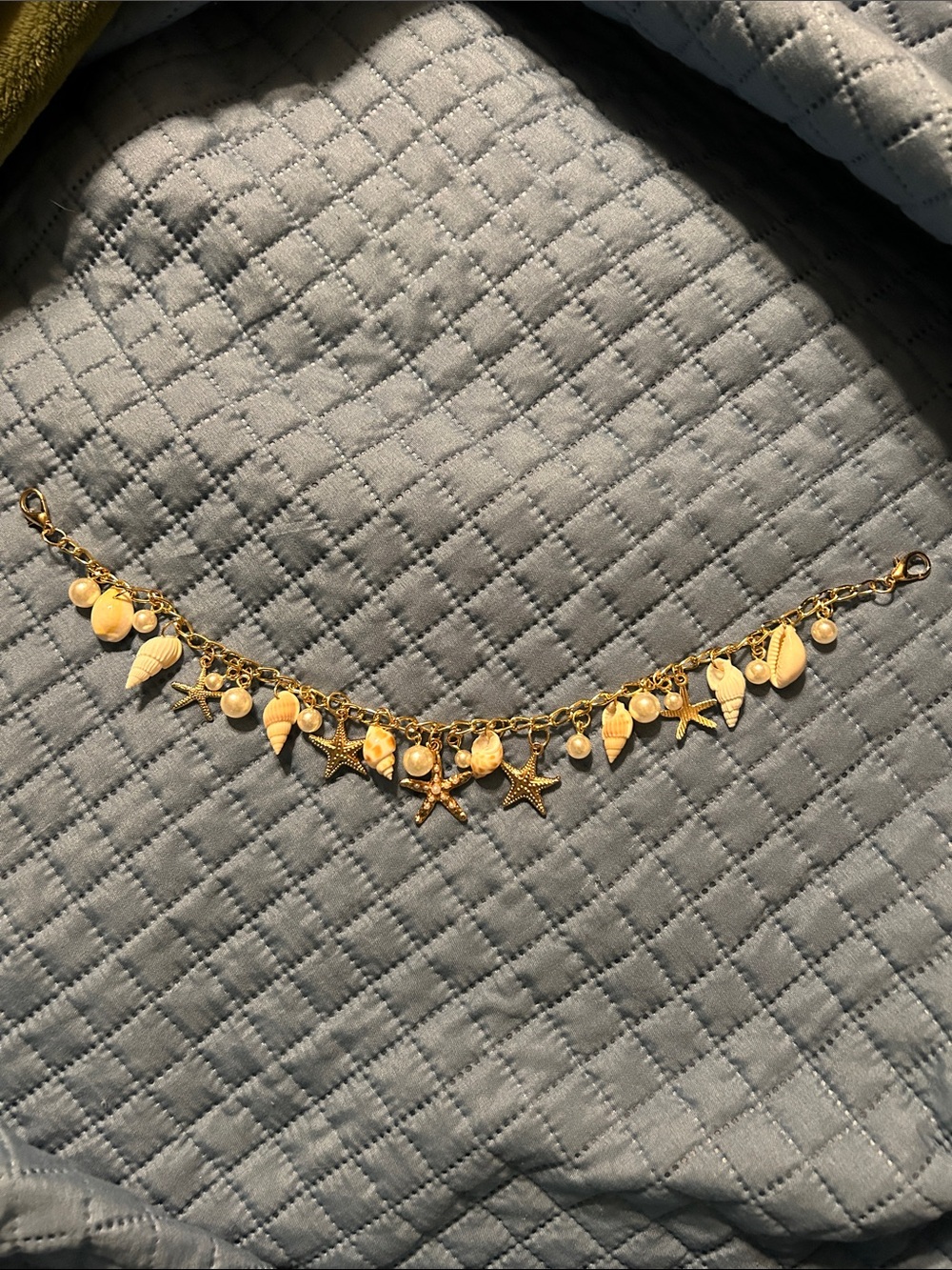 Gold Sea Shell & Starfish Purse Charm Chain